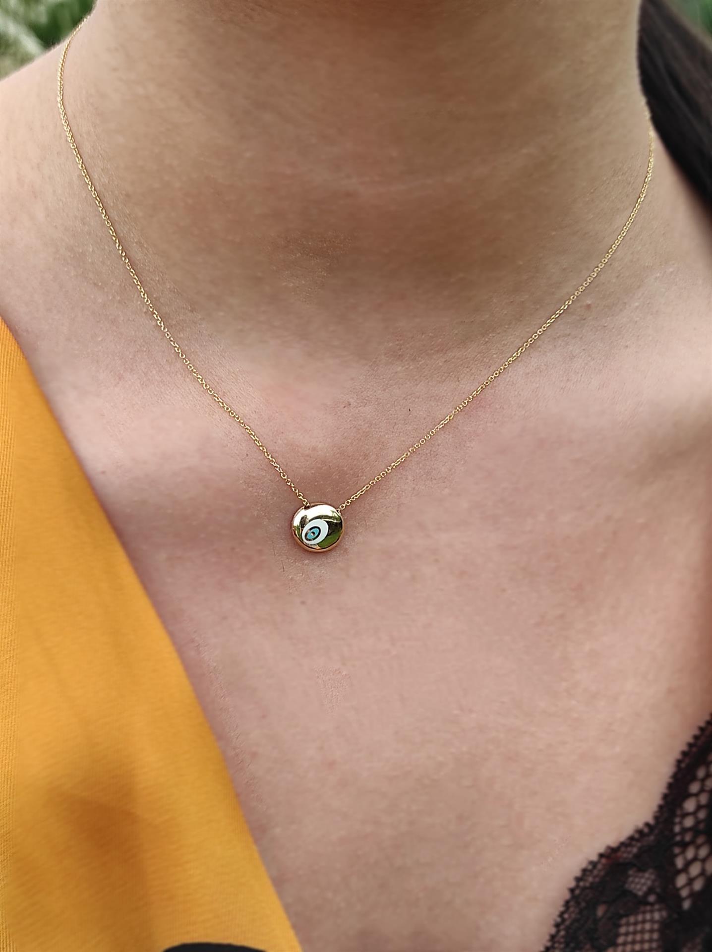 Χρυσό Ματάκι με Σμάλτο 14 Καράτια