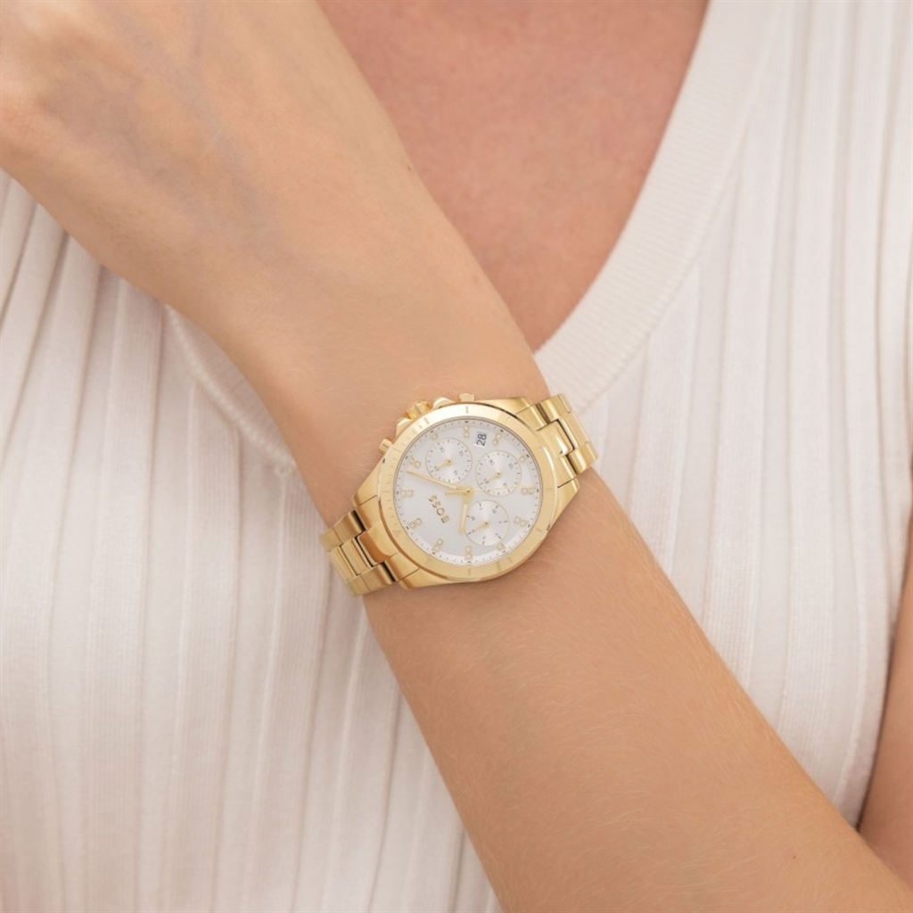 BOSS Alley Lux Gold Tone Crystal 36mm Ladies 1502829