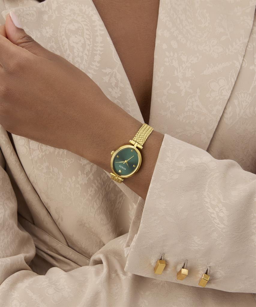 Guess GW0935L2, Guess γυναικείο ρολόι, γυναικείο ρολόι Guess, ρολόι με πράσινο καντράν, χρυσό ρολόι γυναικείο, mesh μπρασελέ, Quartz ρολόι γυναίκεια, 24 mm ρολόι Guess, fashion ρολόι Guess, αναλογικό ρολόι με mesh, Guess Ruby, Guess ρολόι για δώρο, επώνυμ