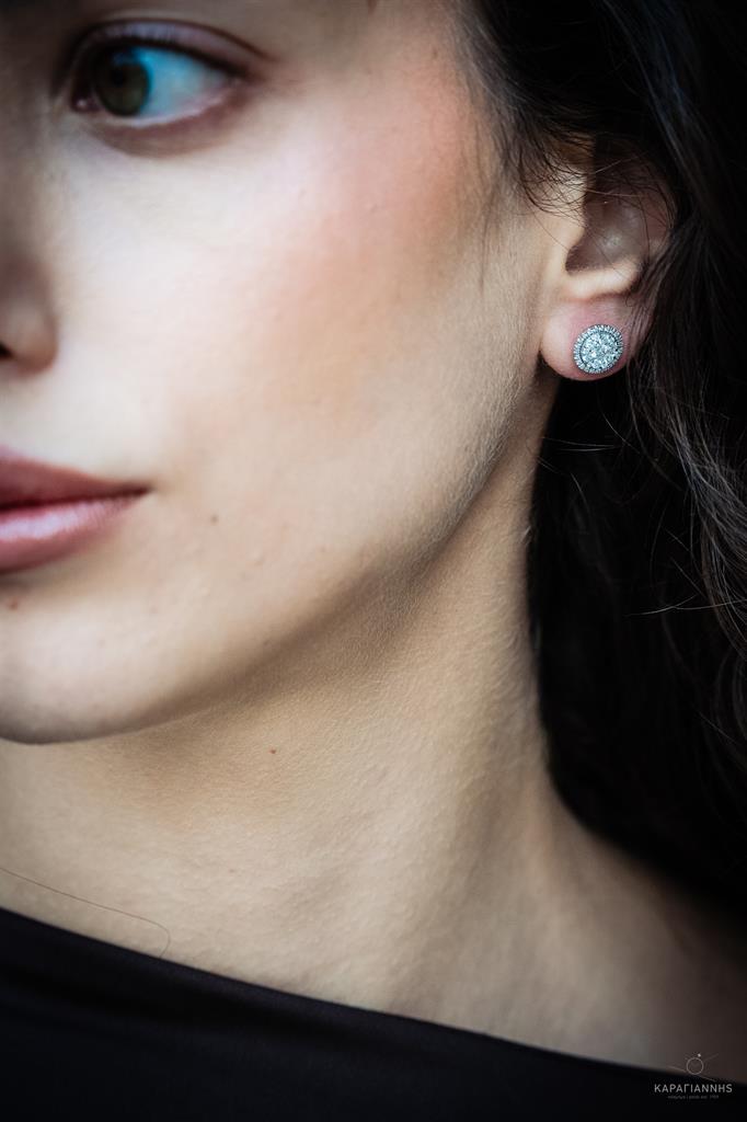 Διαμαντένια Σκουλαρίκια Λευκόχρυσα Invisible Στρογγυλά Κ18