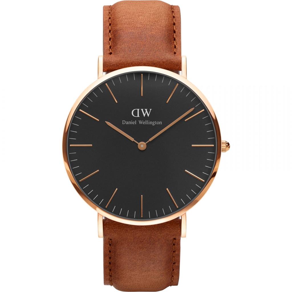 Daniel Wellington Classic Black Durham Rose Gold Brown Leather DW00100126