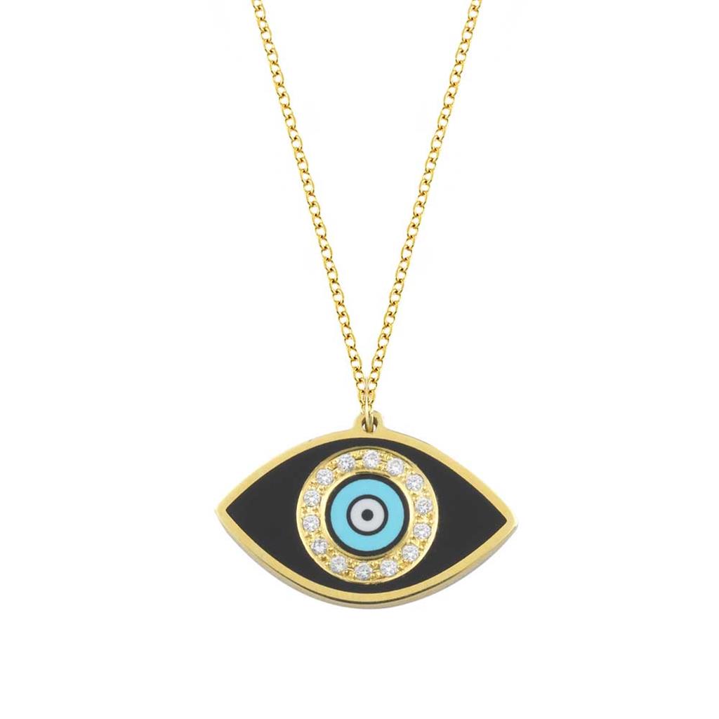 Χρυσό Μάτι με Διαμάντια 14K