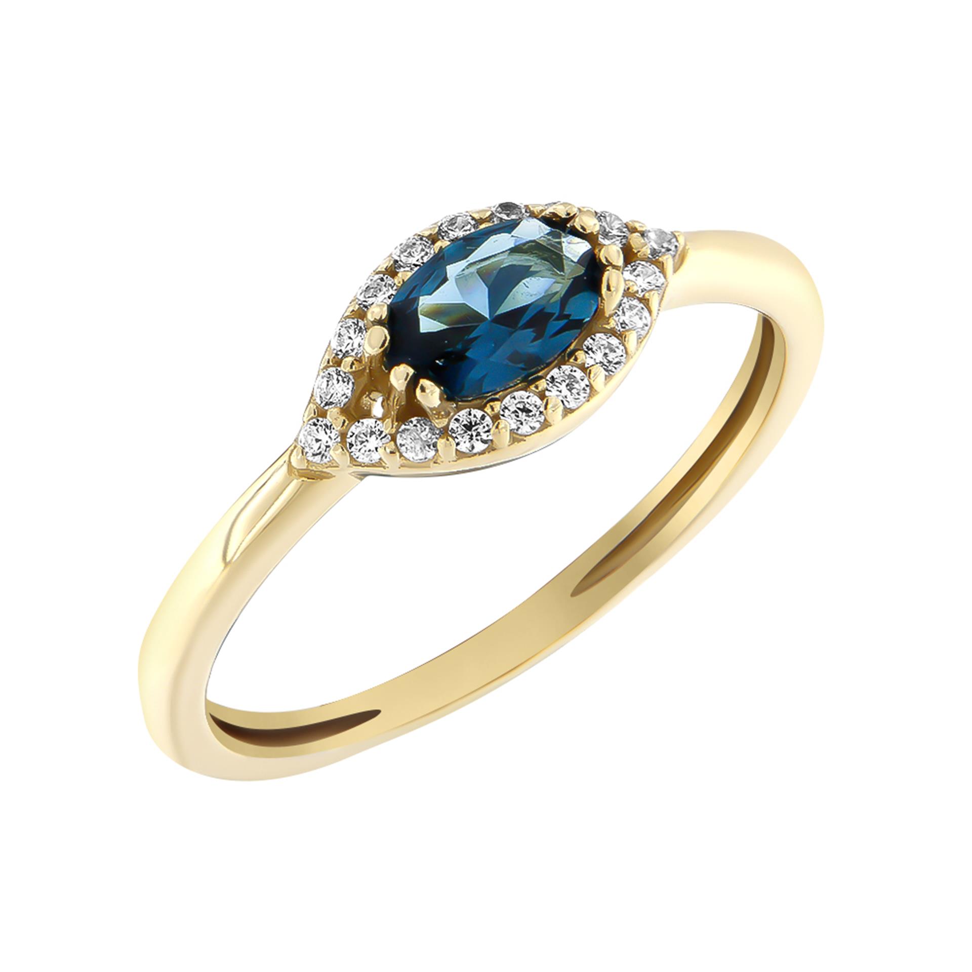 Χρυσό Δαχτυλίδι με London Blue Και Ζιρκόν 14 Καράτια