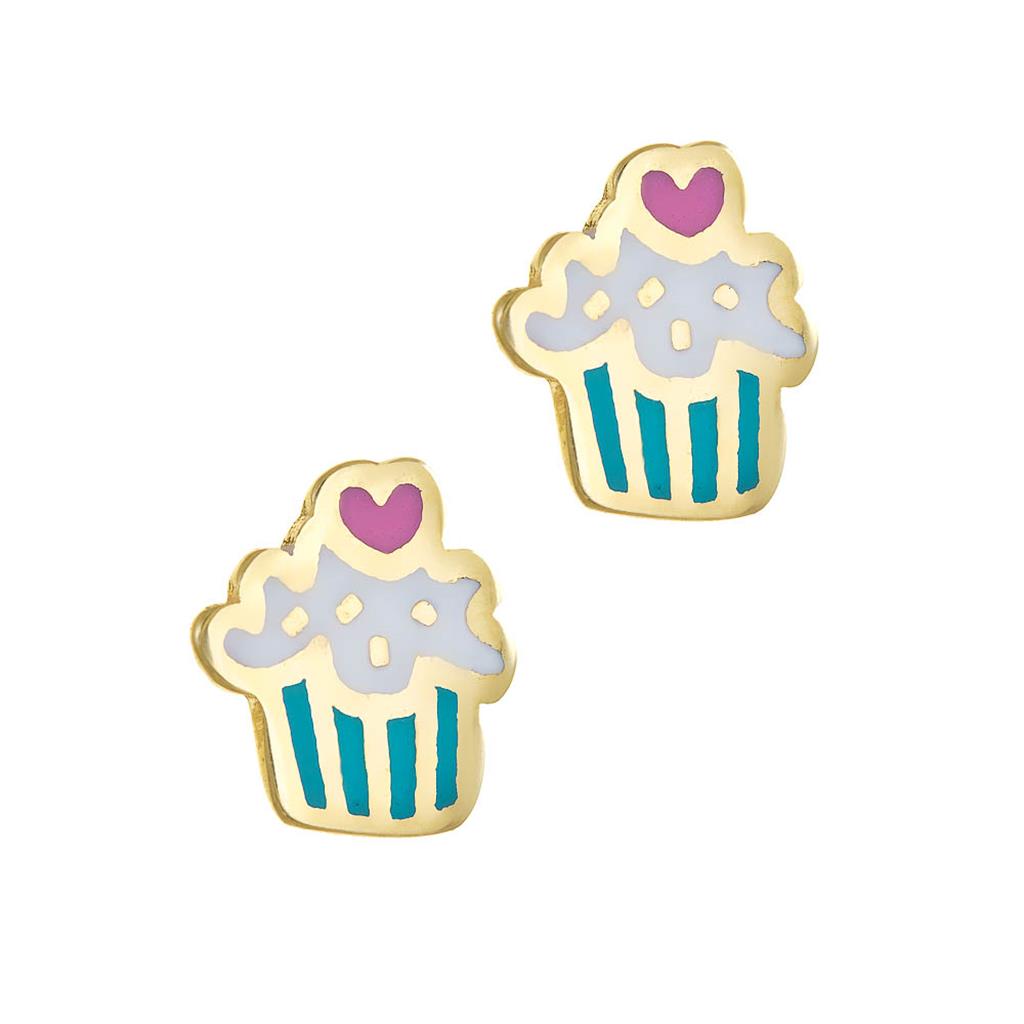 Παιδικά Σκουλαρίκια Χρυσά Cup Cake Κ14