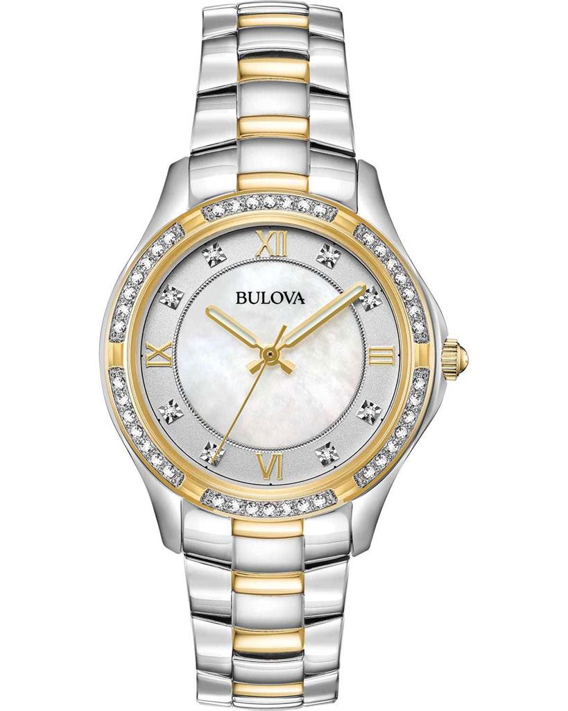 BULOVA Crystal Swarovski Two Tone Stainless Steel Bracelet 98L255