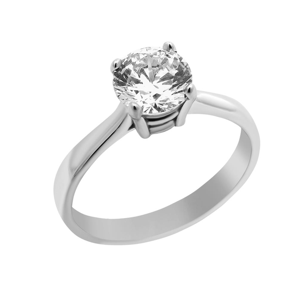 Μονόπετρο Δαχτυλίδι Λευκόχρυσο με Zircon K14
