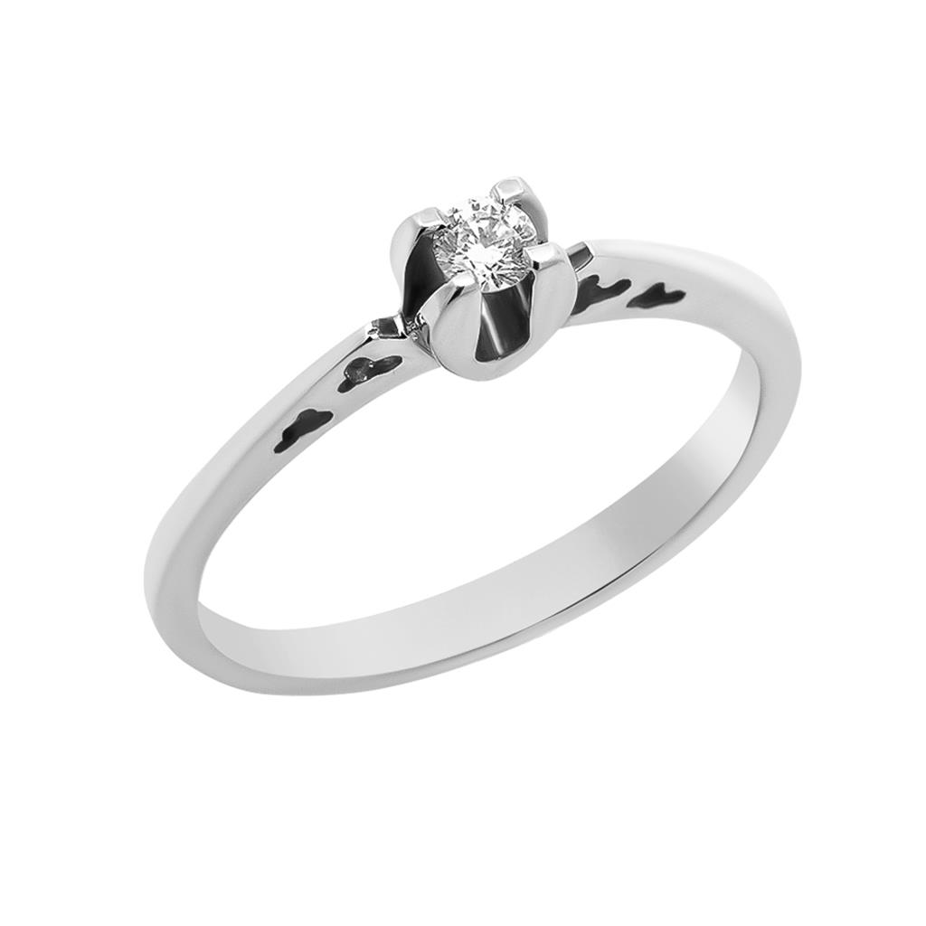 Δαχτυλίδι Μονόπετρο Διαμαντένιο 0,12ct Λευκόχρυσο 18 Καράτια