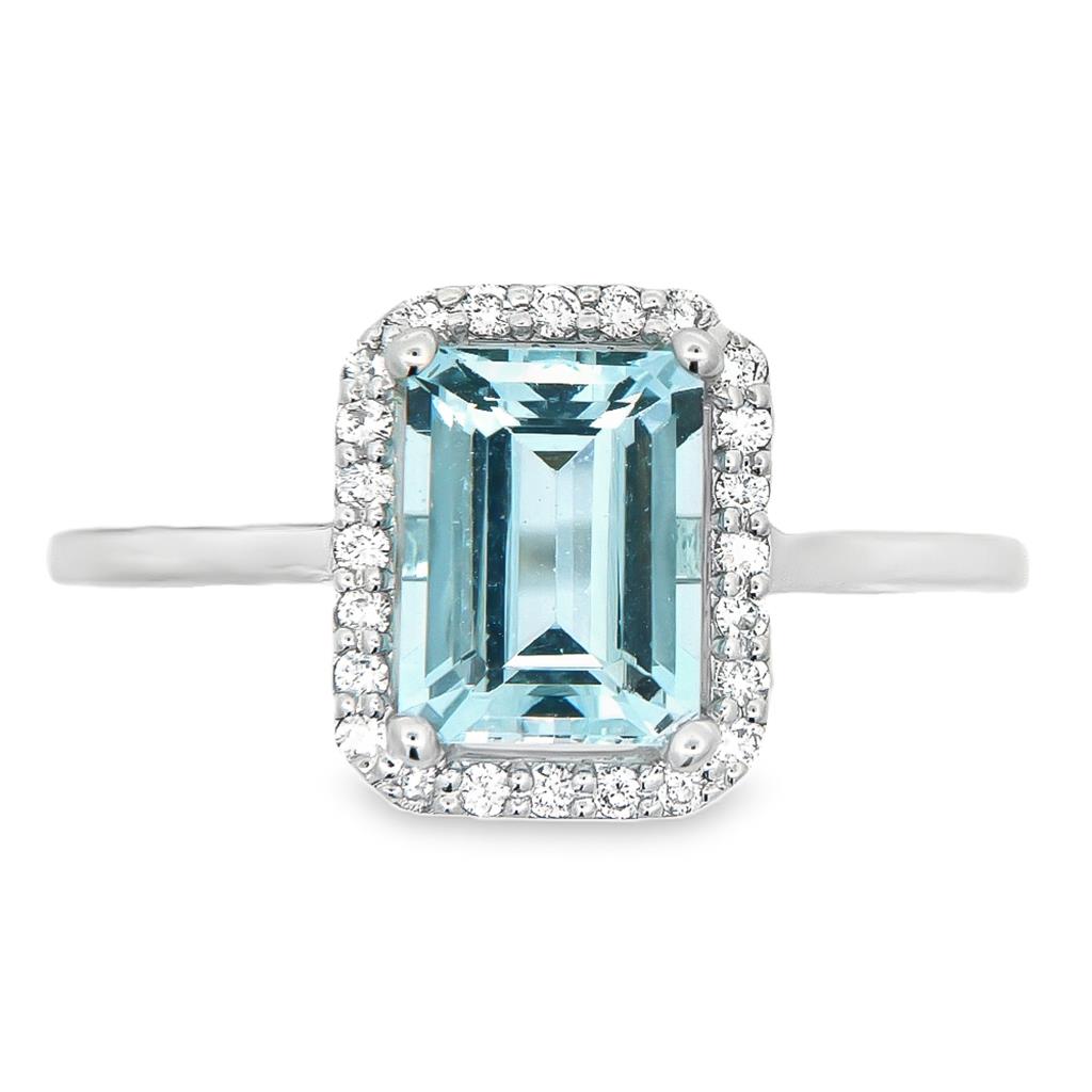 Διαμαντ΄΄ενιο Δαχτυλίδι Aquamarine με Διαμάντια Κ18