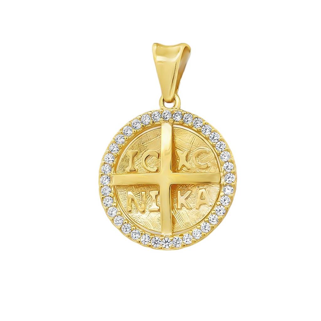 Χρυσό Κωνσταντινάτο Στρογγυλό με Πέτρες Κ14