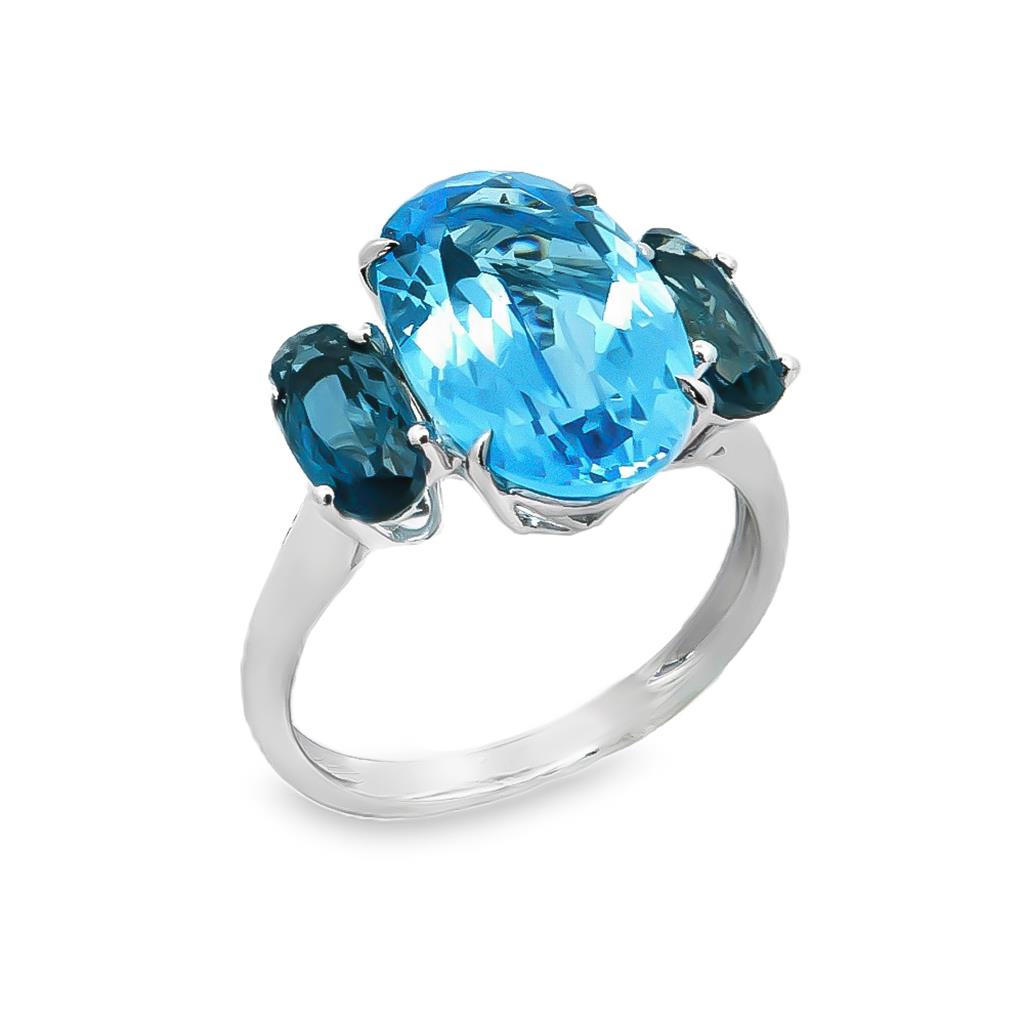 Λευκόχρυσο Δαχτυλίδι Κ18 Blue Topaz