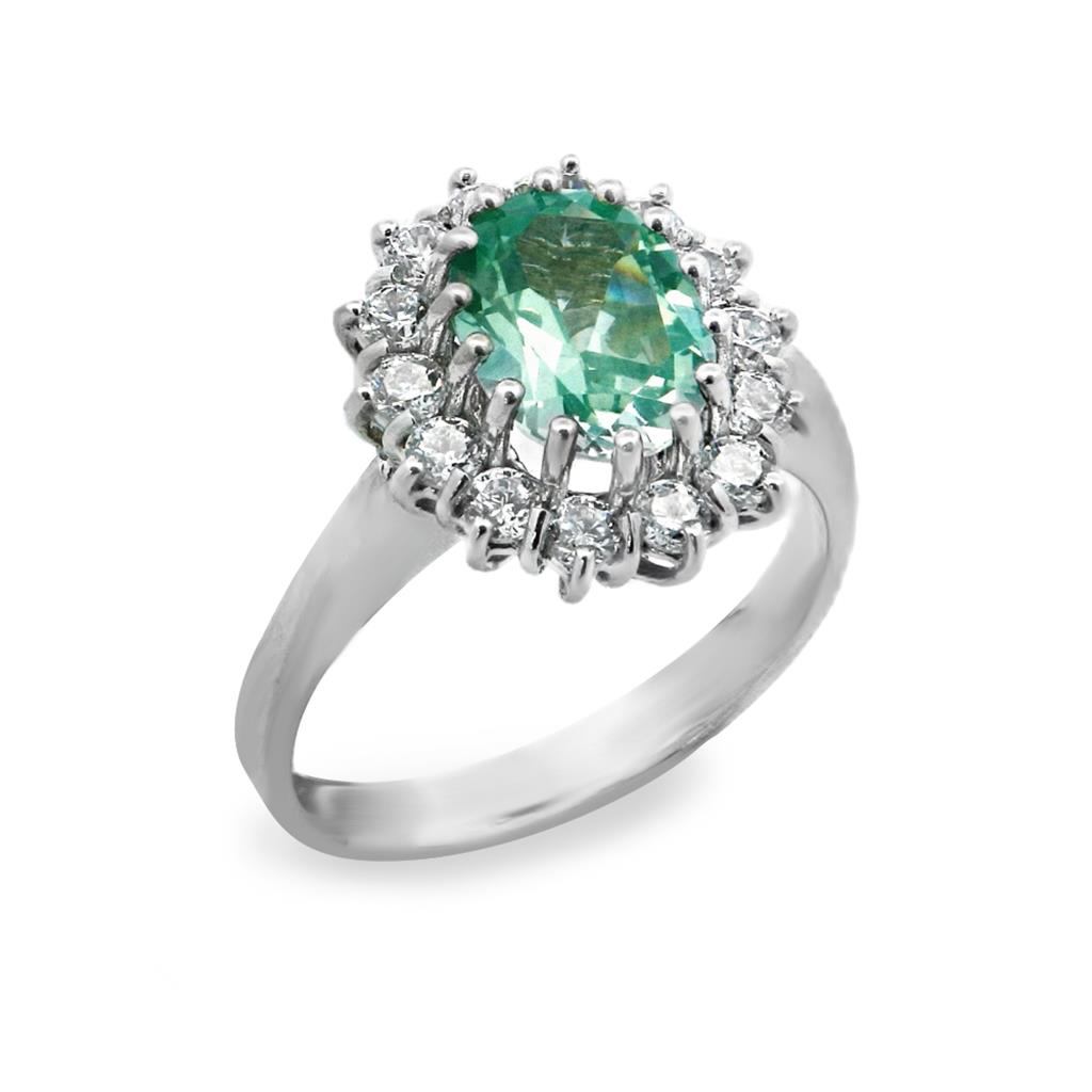 Χρυσό Δαχτυλίδι Ροζέτα Mint Green Κ14