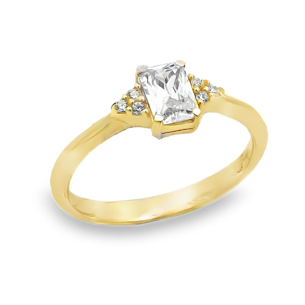 Δαχτυλίδι Χρυσό Baguette Zircon K14