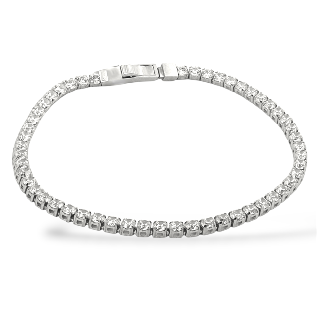 Λευκόχρυσο Βραχιόλι Ριβιέρα με Zircon K14