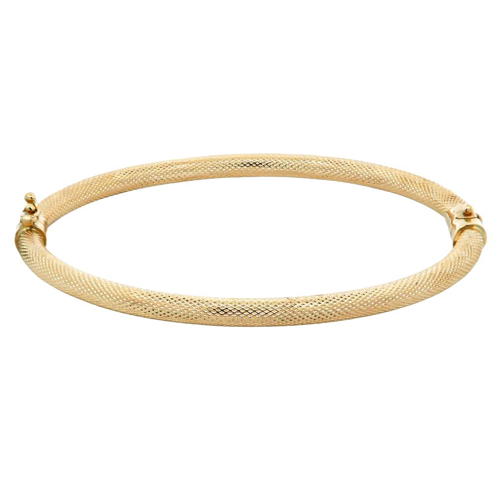 Matte Χρυσό βραχιόλι Cuff Κ14 με Πλεκτό Design