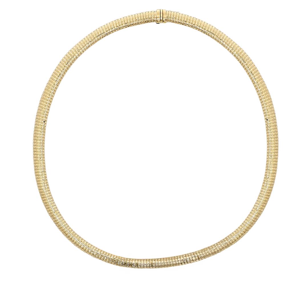 Μονοκόμματο Κομψό Choker Κολιέ Χρυσό Κ14 Flexible με Διαμαντάρισμα