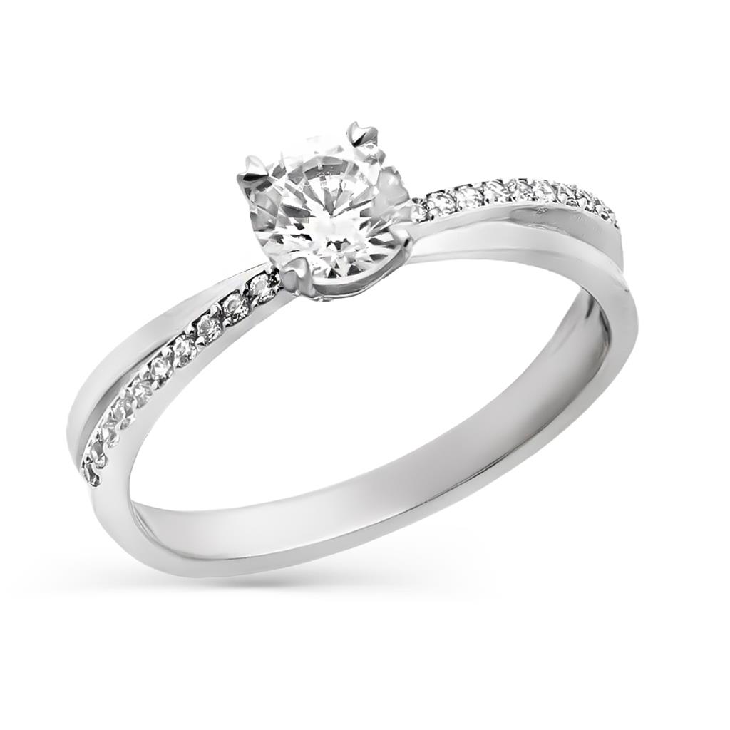 Μονόπετρο Δαχτυλίδι Λευκόχρυσο Κ14 με Ζιργκόν