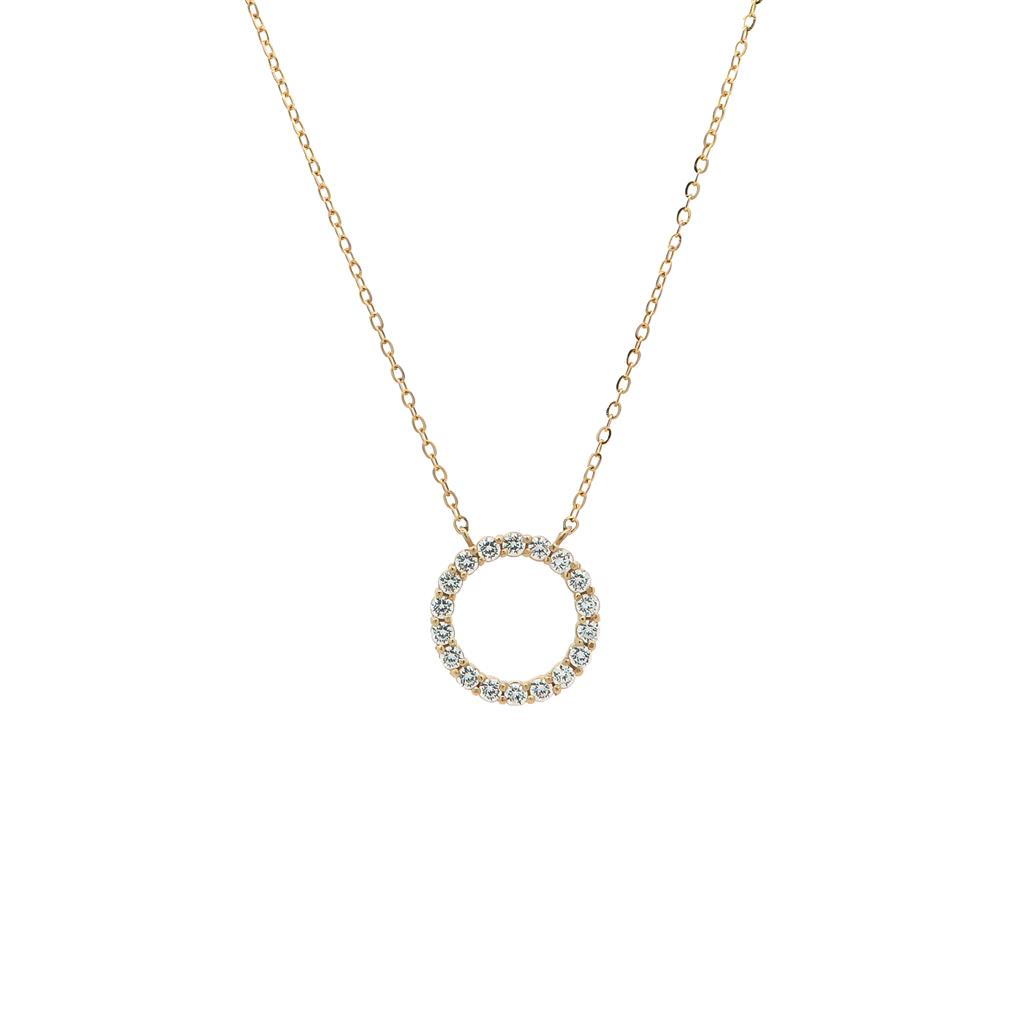 Κολιέ Χρυσός Κύκλος Κ14 με Ζιργκόν