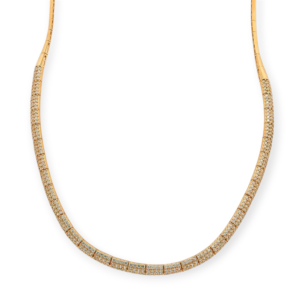 Κολιέ Χρυσό 14Κ με Πέτρες Καμπυλωτό Design