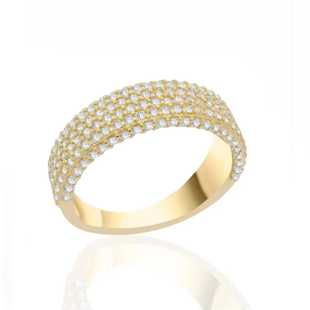 Δαχτυλίδι Κ14 Χρυσό με Λευκά Ζαφείρια Pavé